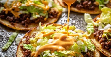 Crispy Big Mac Tacos served on a plate with toppings and sauces