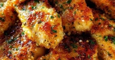 Blackstone Garlic Parmesan Chicken dish garnished with herbs