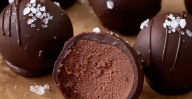 Brownie Batter Truffles made with cottage cheese for a healthy dessert option.