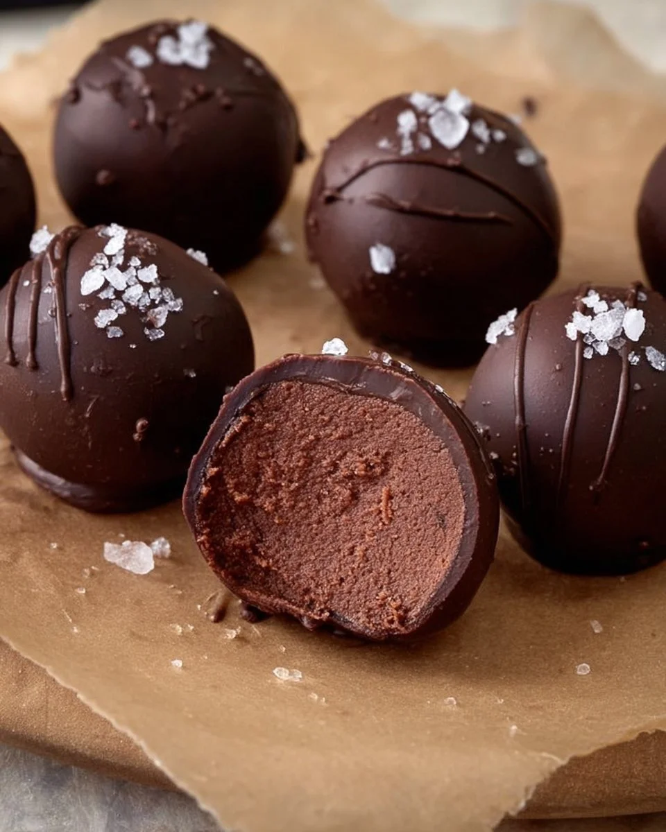 Brownie Batter Truffles made with cottage cheese for a healthy dessert option.