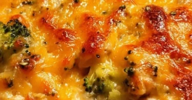 Delicious Chicken and Broccoli Casserole served in a baking dish