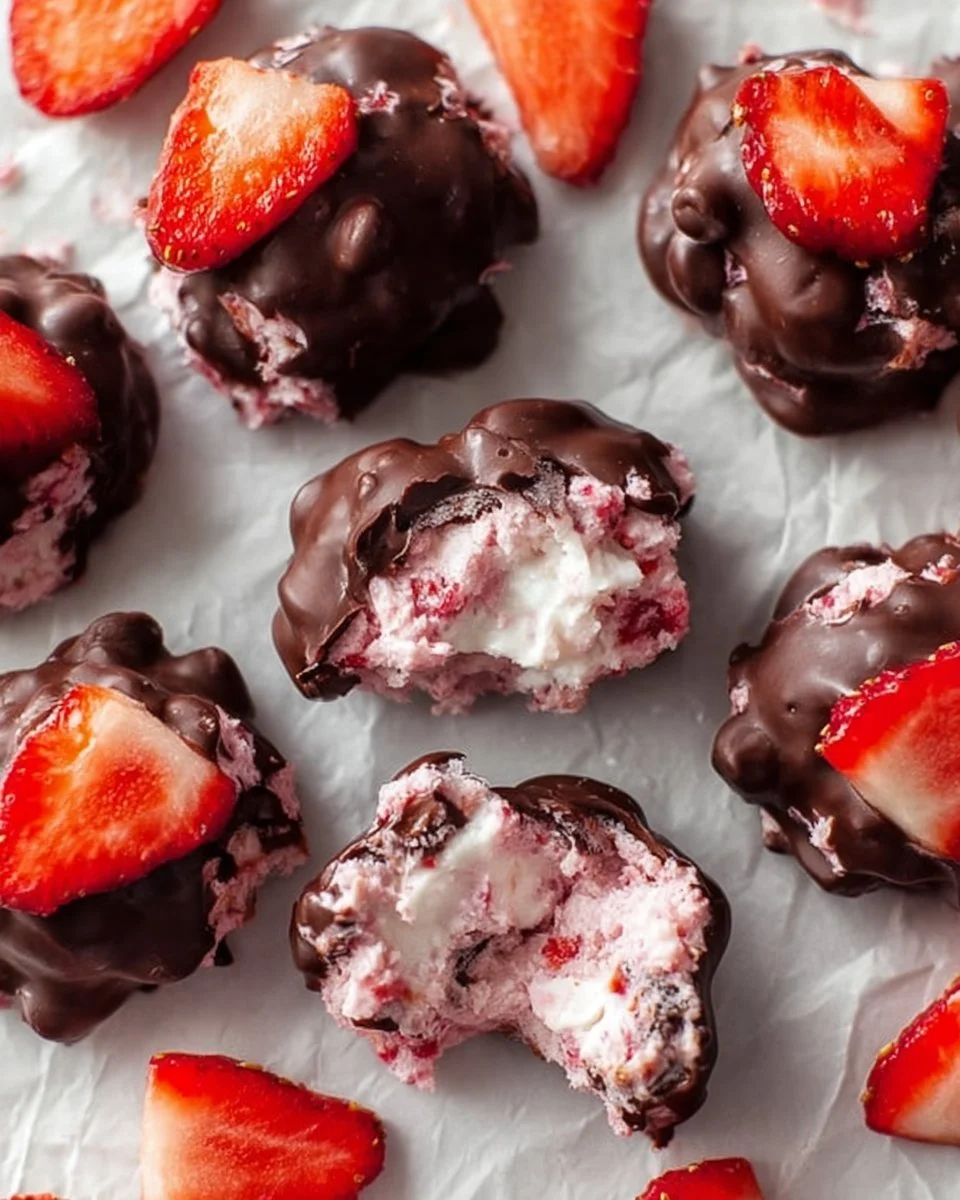 Delicious Chocolate Strawberry Yogurt Clusters for a healthy snack