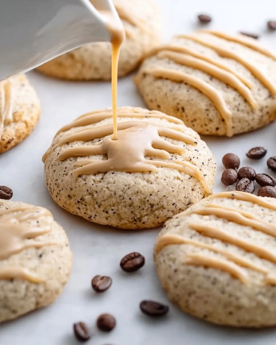 Freshly baked coffee glazed sugar cookies on a plate