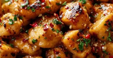 Cowboy Butter Chicken Bites served on a platter, garnished with herbs.