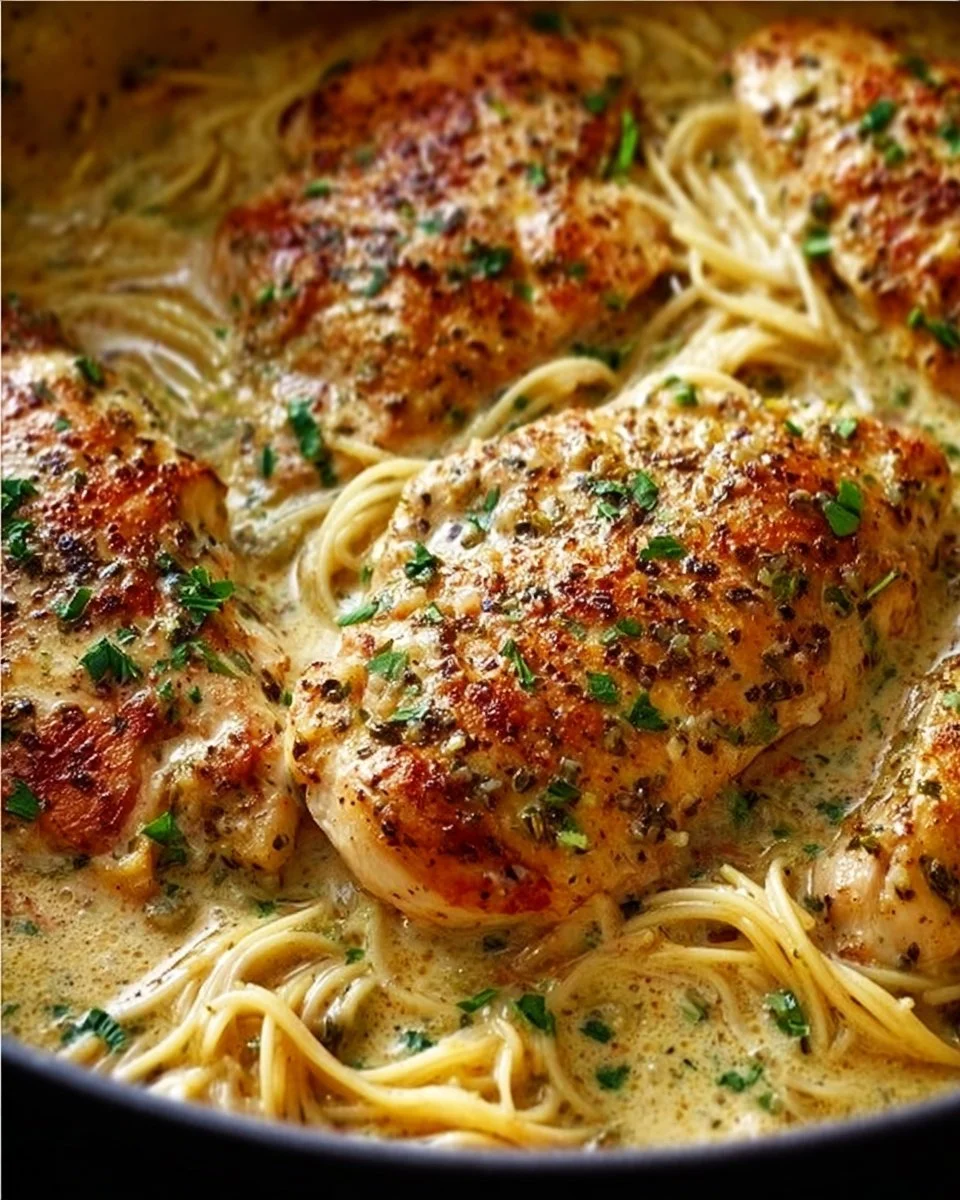 Delicious Crock Pot Angel Chicken recipe with creamy sauce and tender chicken thighs