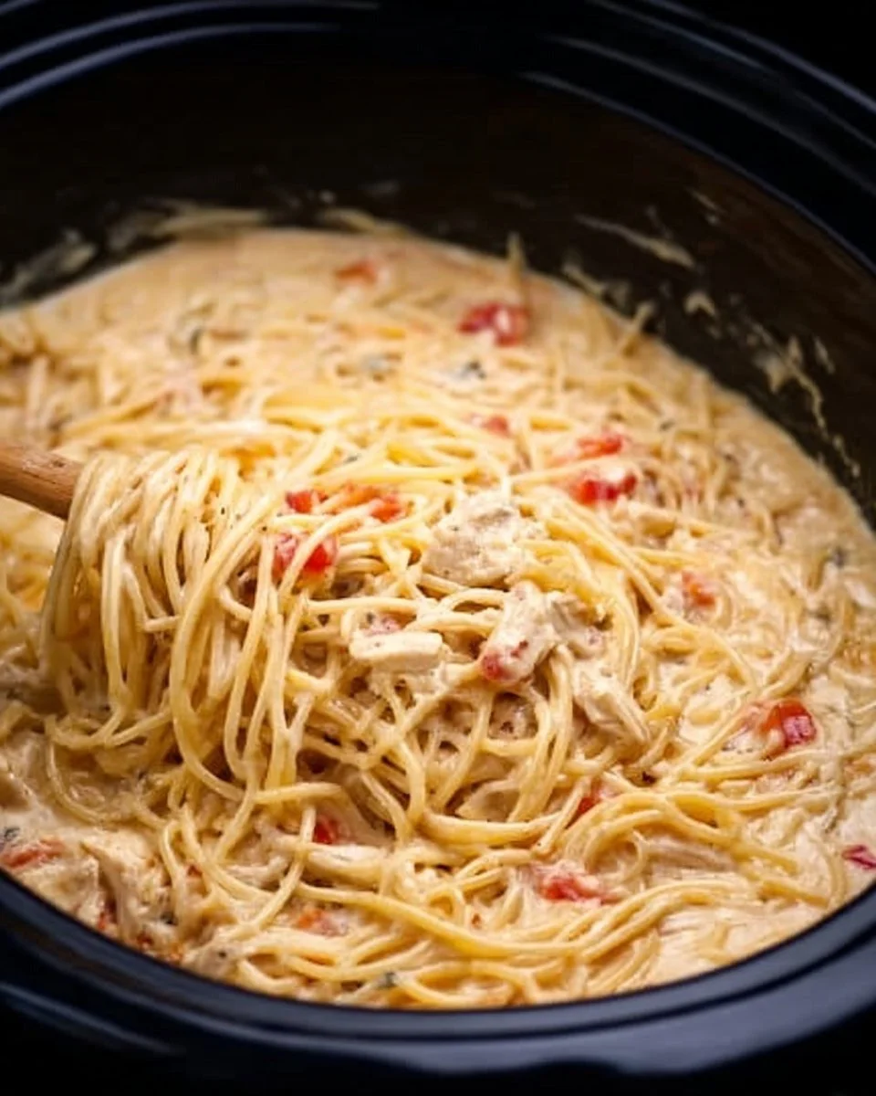 Crock Pot Cheesy Chicken Spaghetti