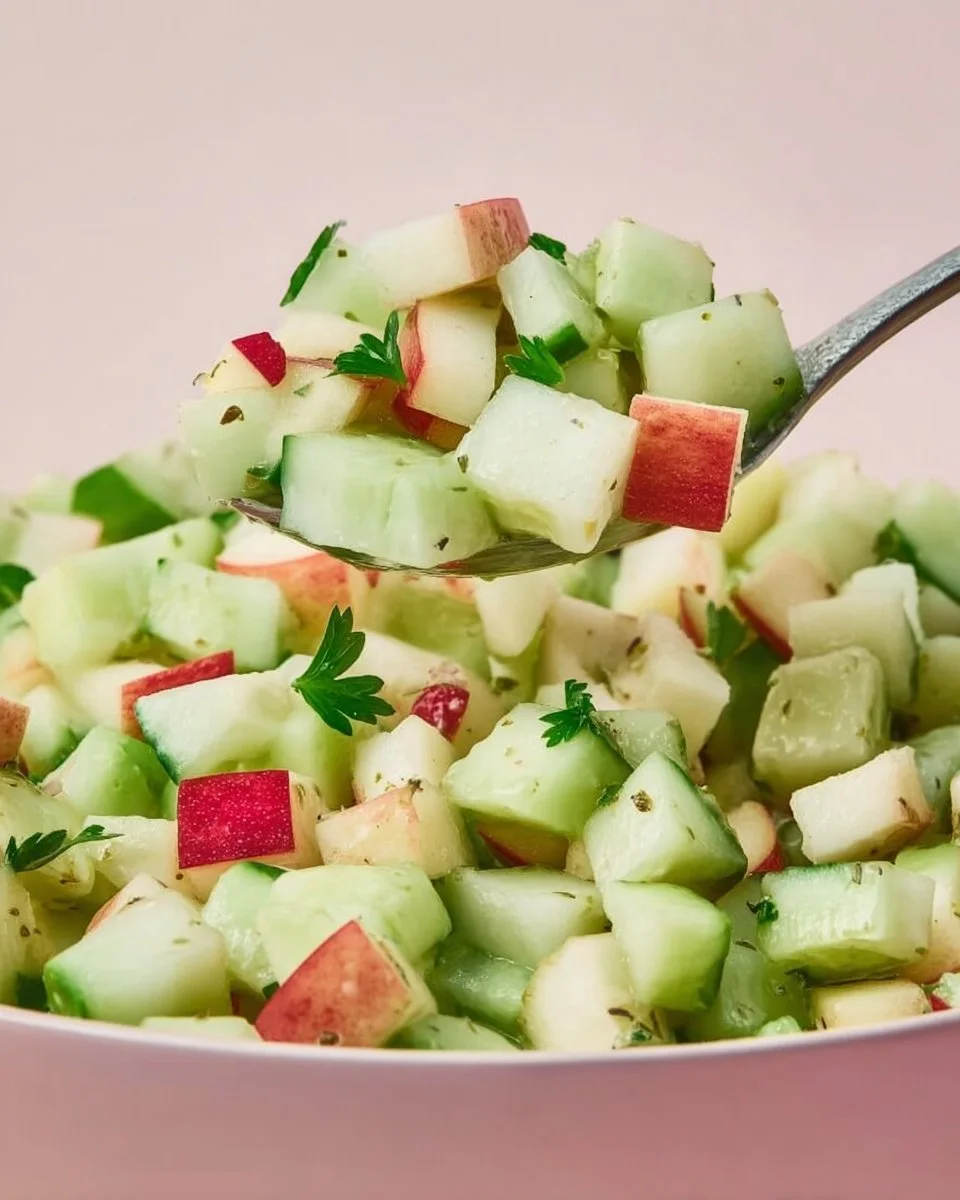 Fresh Cucumber Apple Salad with green apples and cucumbers