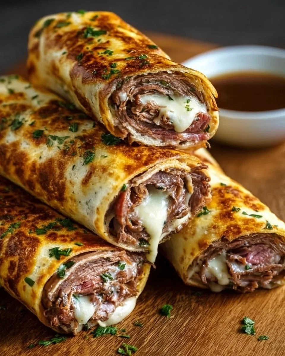 Delicious French Dip Tortilla Roll Ups