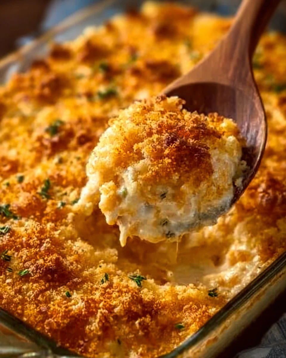 Dolly Parton’s 5-Ingredient Casserole served in a baking dish