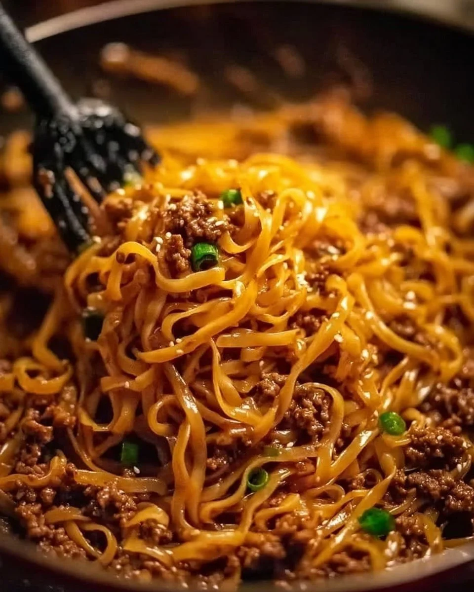 Easy Mongolian Ground Beef Noodles Recipe