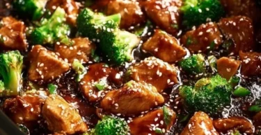 Delicious easy teriyaki chicken served with rice and vegetables.