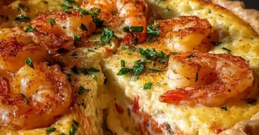 Delicious Florida shrimp pie with a golden crust and succulent shrimp filling