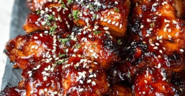 Delicious Bourbon Chicken served at a food court