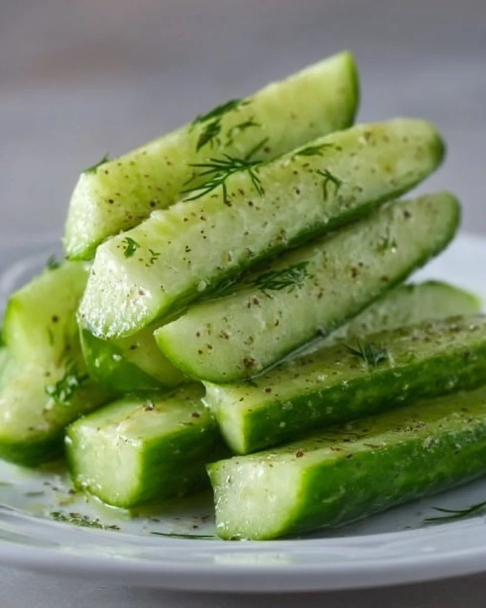 Homemade Garlic Dill Cucumbers in a jar, perfect for snacking and pickling.
