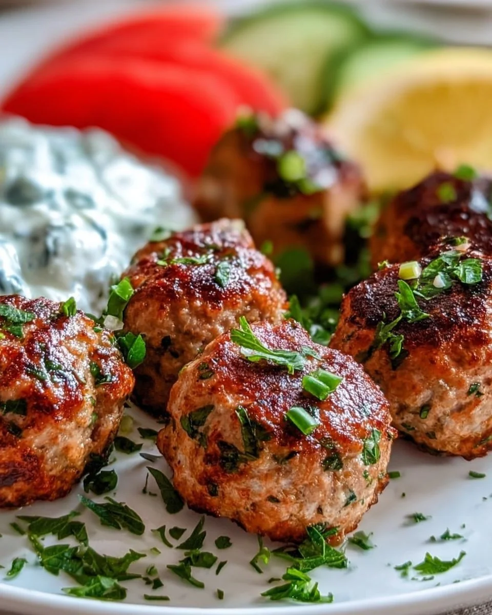 Greek Turkey Meatballs with Tzatziki