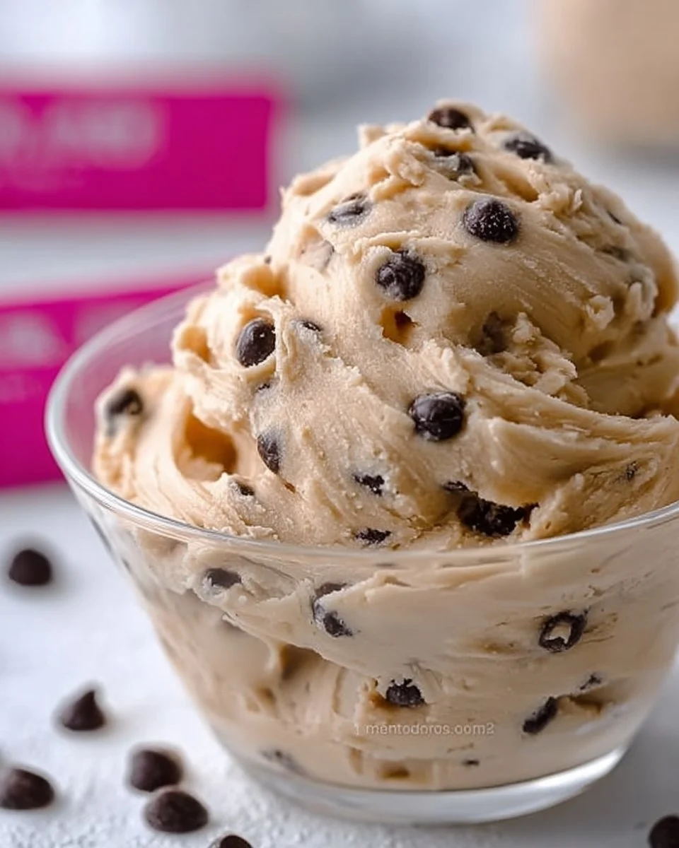 Delicious Greek yogurt cookie dough with chocolate chips and nuts