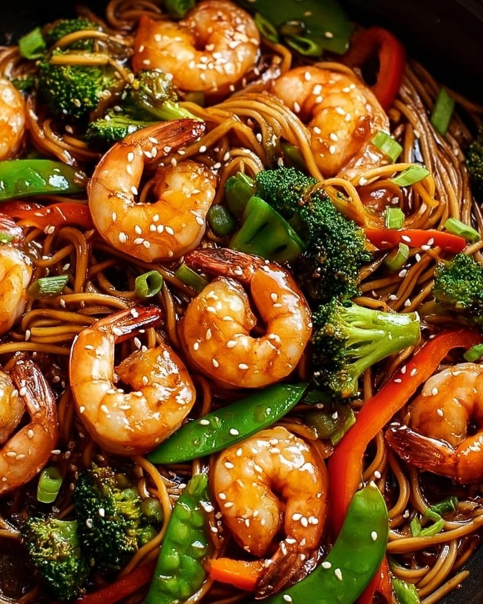 High-Protein One-Pan Shrimp Stir Fry with Noodles