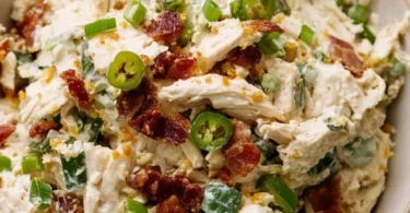 Delicious Jalapeño Popper Chicken Salad featuring creamy dressing and spices.