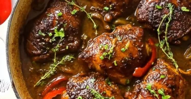 Delicious crockpot jerk chicken with spices and herbs