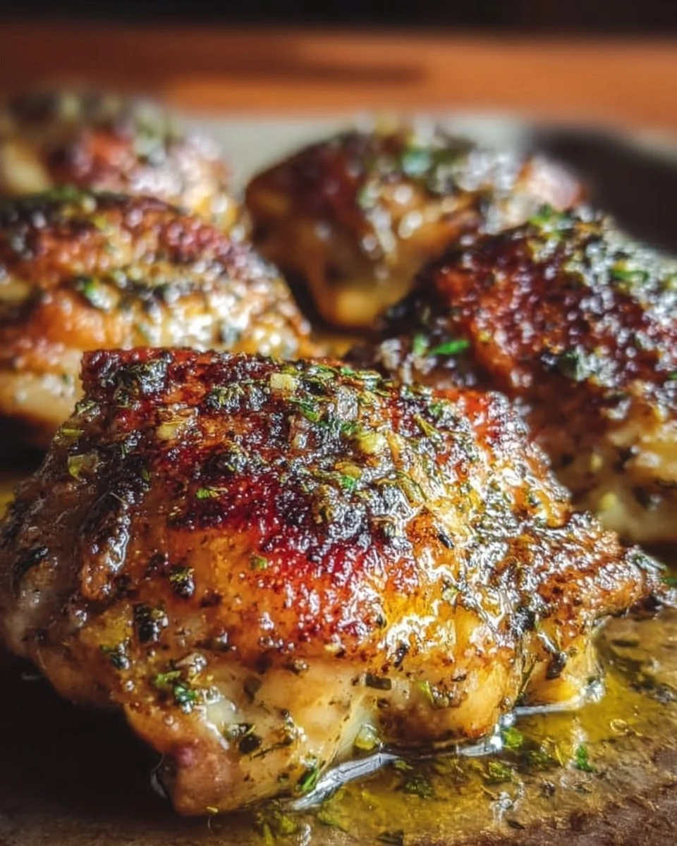 Juicy Garlic Herb Butter Baked Chicken Thighs