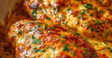 Melt in your mouth chicken dish garnished with herbs and spices.