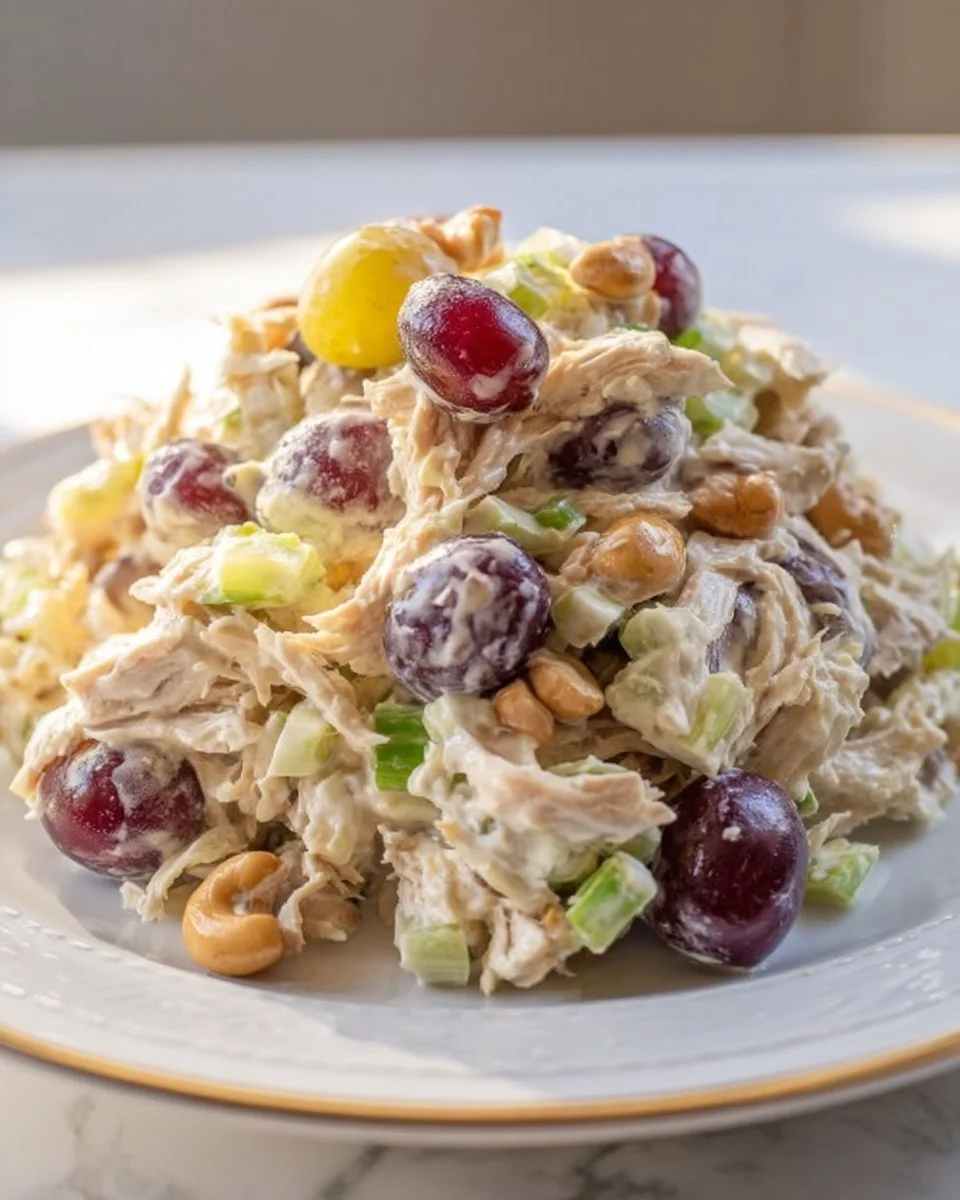 Napa Cashew Chicken Salad with fresh ingredients and cashews