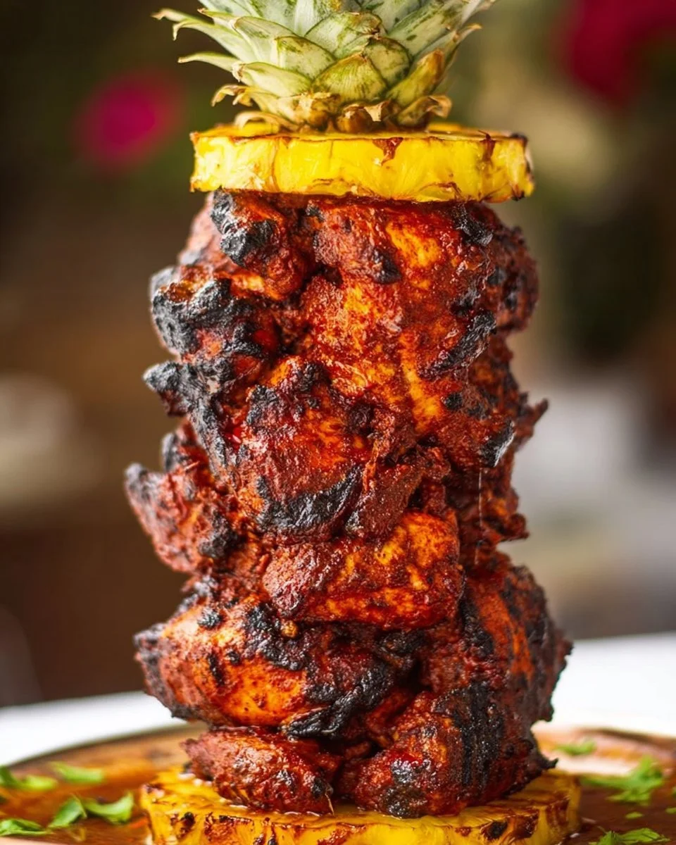 Oven Baked Chicken al Pastor served with fresh toppings and garnishes