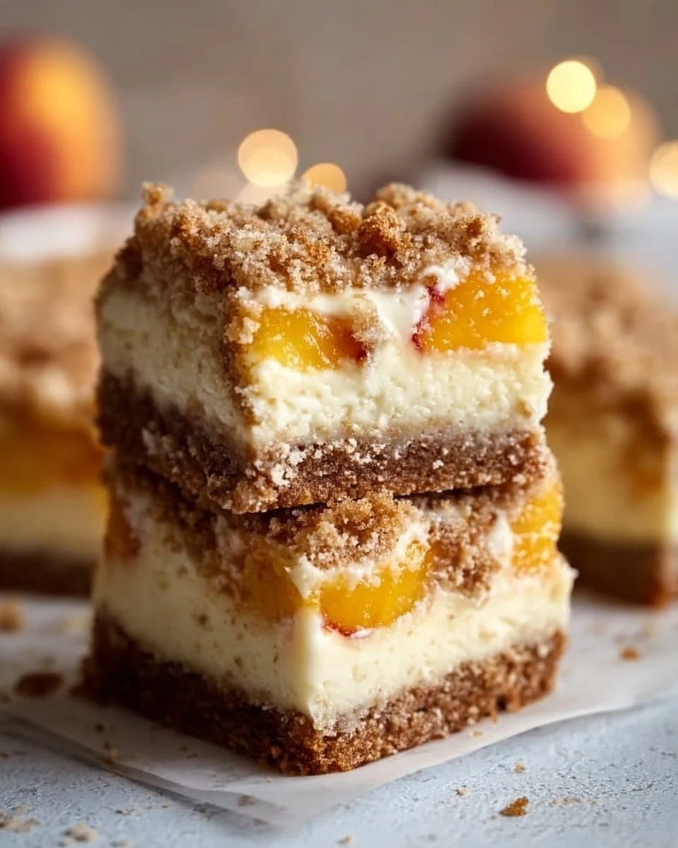 Peach Cobbler Cheesecake Bars