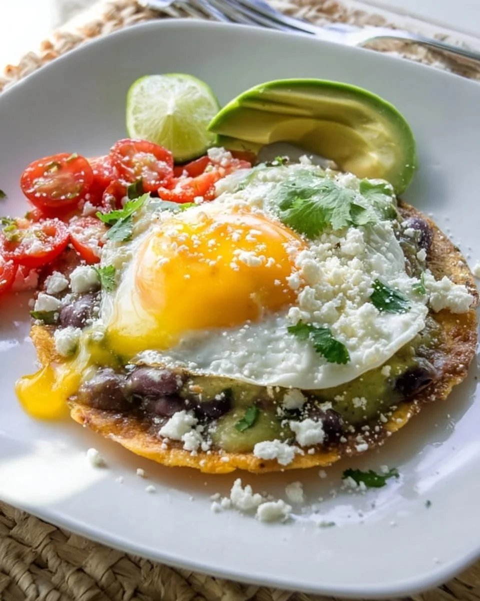 Rancher-Style Eggs Breakfast Tostadas with Avocado Green Sauce