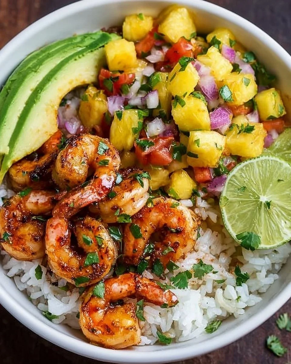 Shrimp & Rice Bowl with Pineapple Salsa