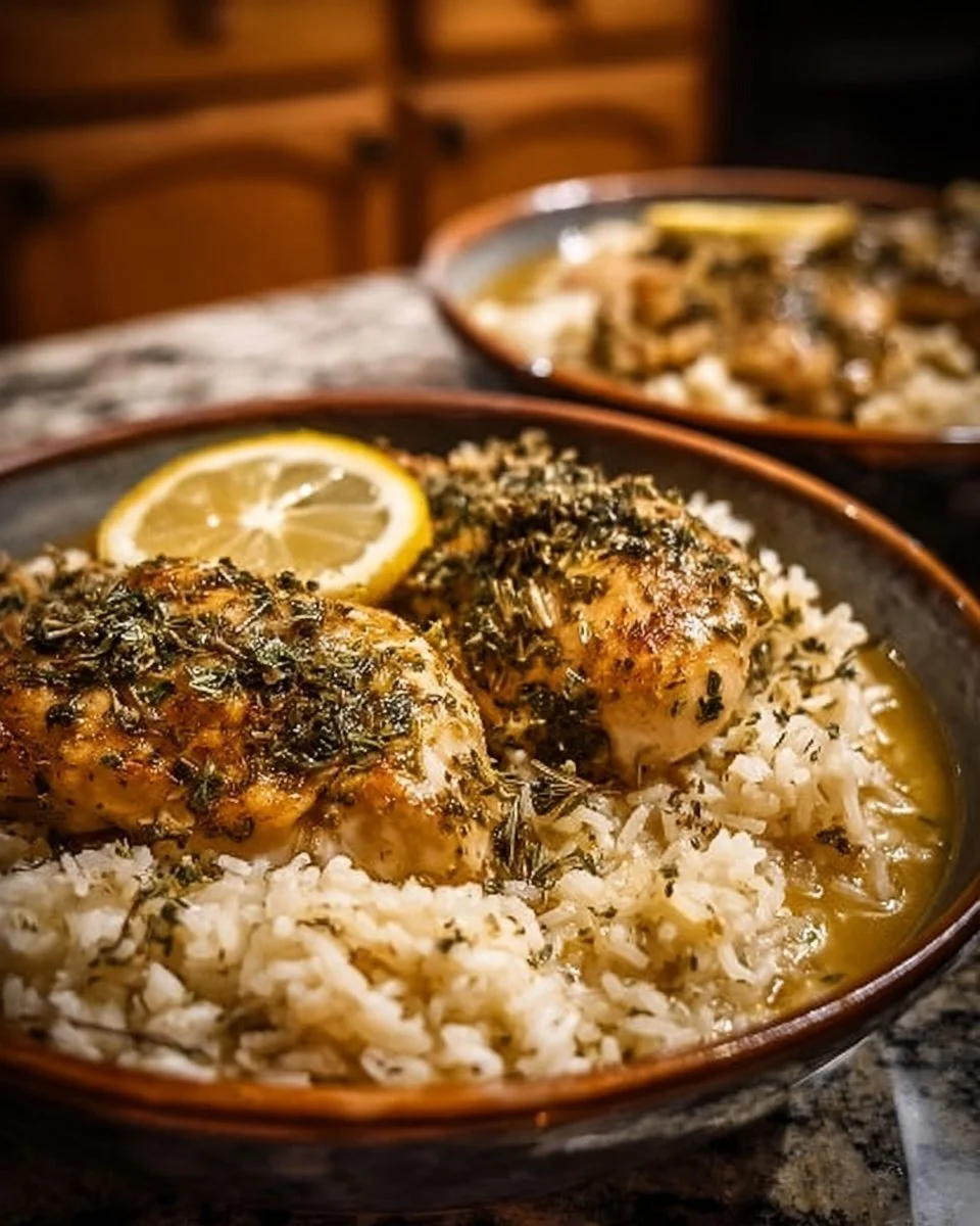 Slow Cooker Lemon Herb Chicken and Rice
