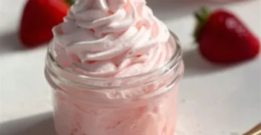 Delicious sugar free strawberry fluff dessert in a bowl